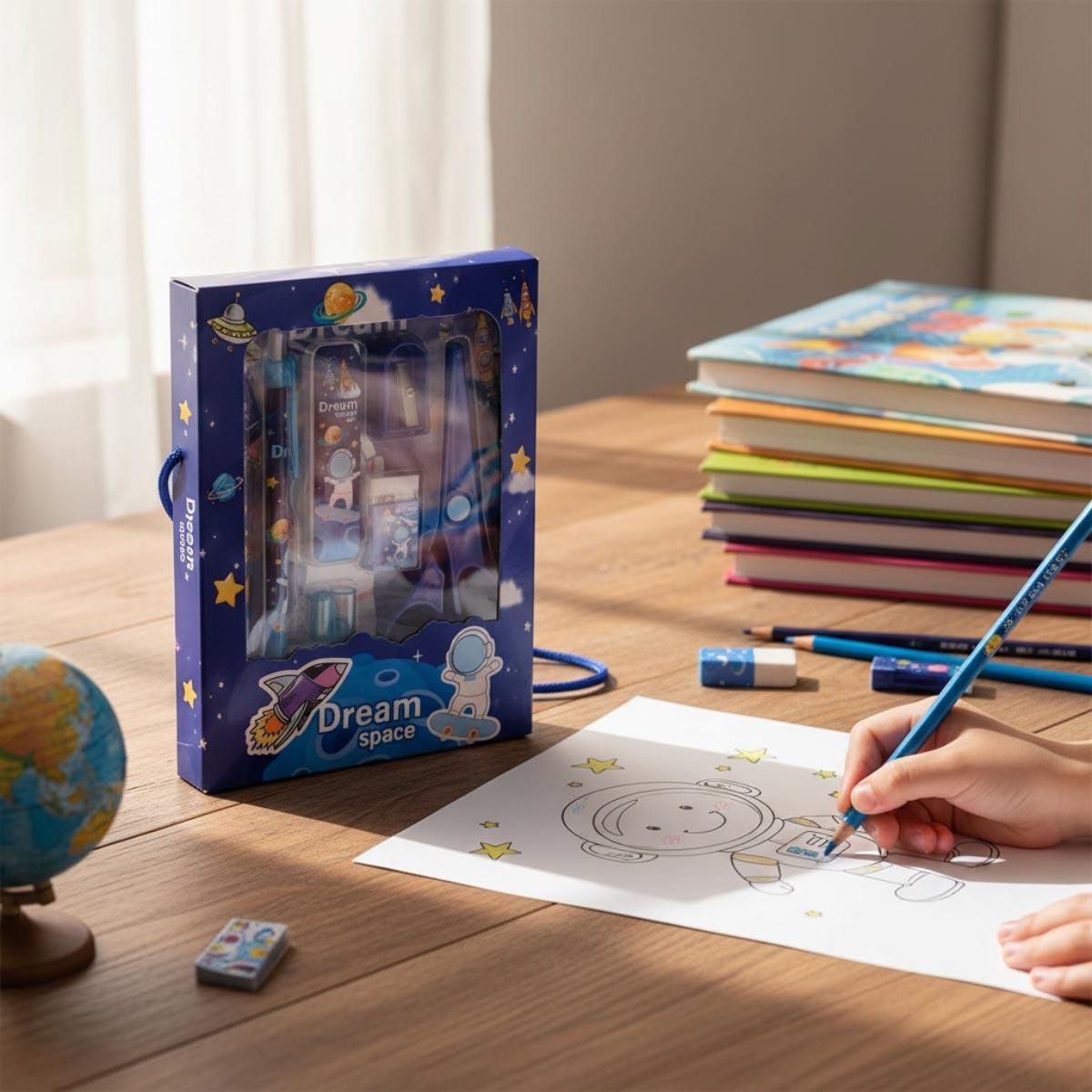 Eazy Kids 9-Piece Astronaut & Space Theme Kids Stationery Gift Set