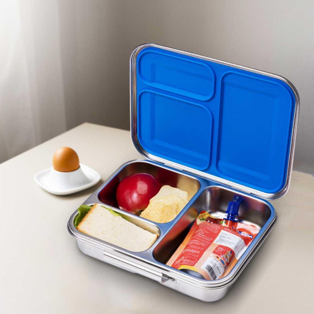 علبة غداء بينتو زرقاء بثلاثة أقسام من إيزي كيدز