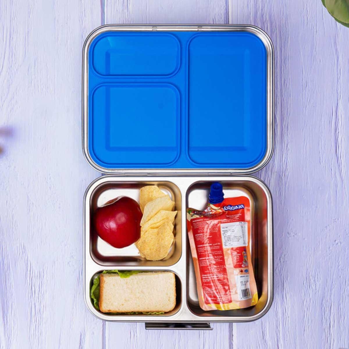 علبة غداء بينتو زرقاء بثلاثة أقسام من إيزي كيدز
