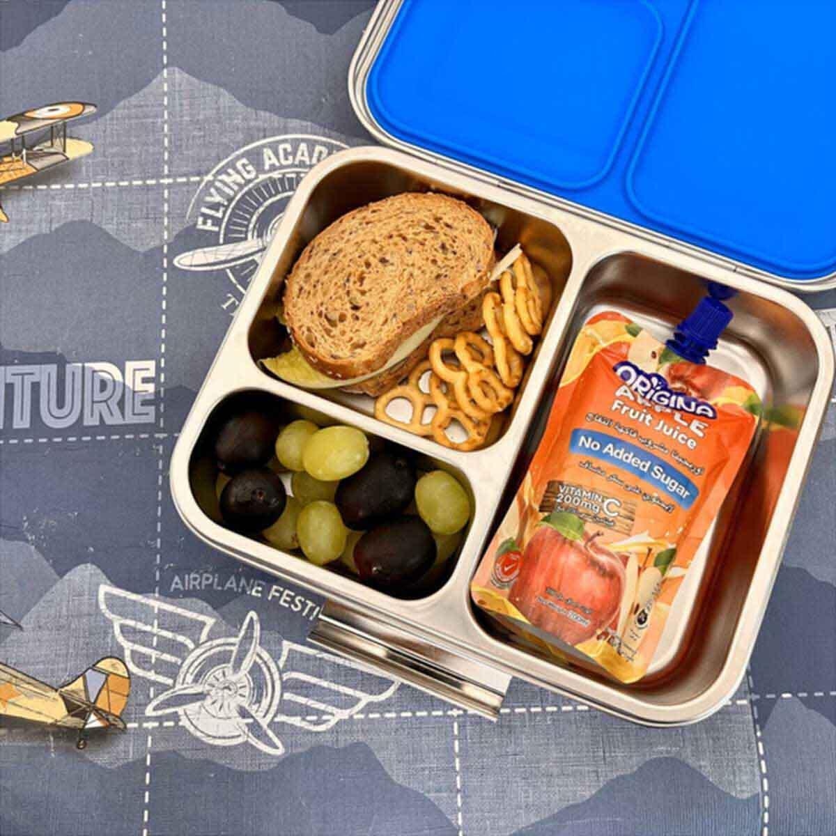 علبة غداء بينتو زرقاء بثلاثة أقسام من إيزي كيدز