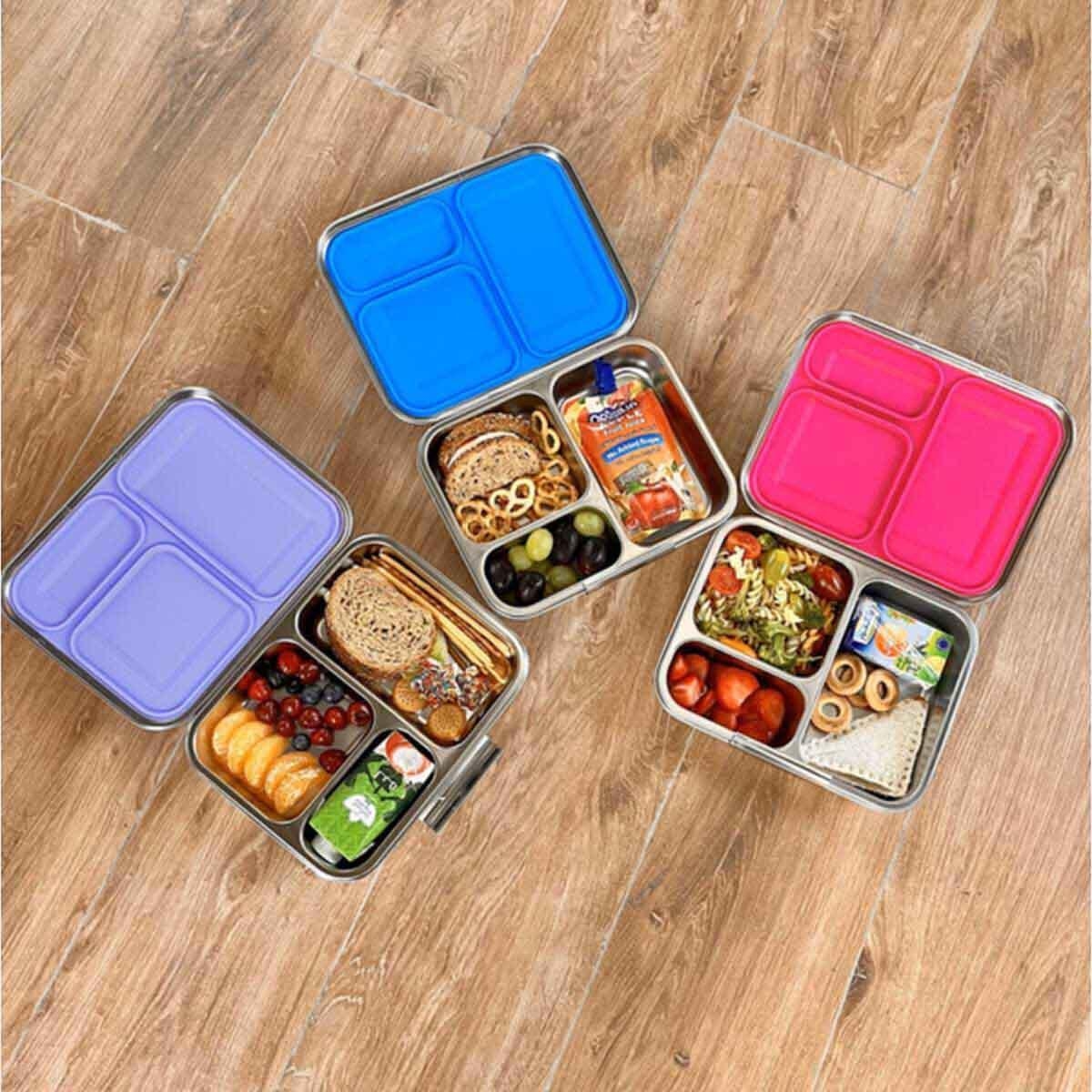 علبة غداء بينتو زرقاء بثلاثة أقسام من إيزي كيدز