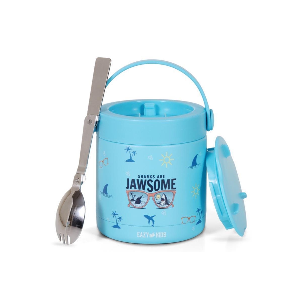 علبة غداء إيزي كيدز بلو جوسوم بستة أقسام وأربعة أجزاء مع زجاجة مياه تريتان 2 في 1 وعلبة طعام من الفولاذ