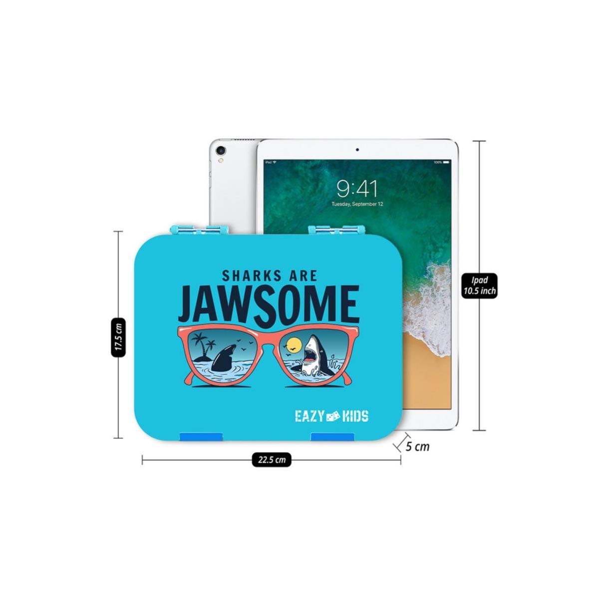 علبة غداء إيزي كيدز بلو جوسوم بستة أقسام وأربعة أجزاء مع زجاجة مياه تريتان 2 في 1 وعلبة طعام من الفولاذ