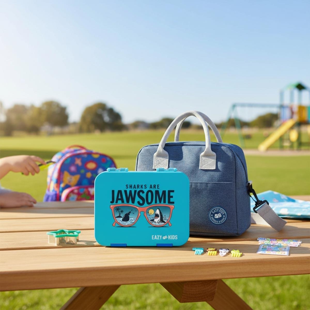 علبة غداء إيزي كيدز بلو جوسوم بستة أقسام وأربعة أجزاء مع حقيبة غداء