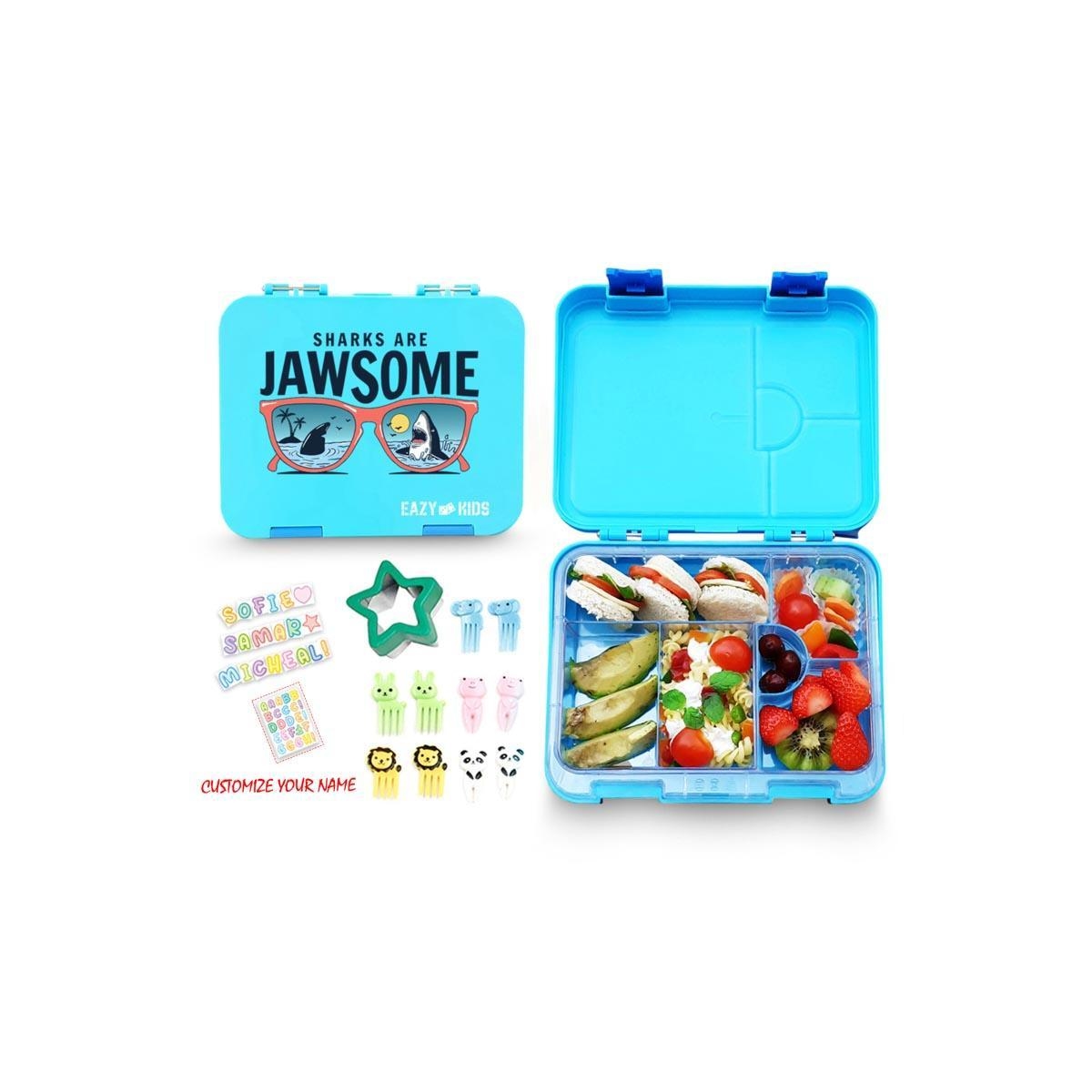 علبة غداء إيزي كيدز بلو جوسوم بستة أقسام وأربعة أجزاء مع حقيبة غداء