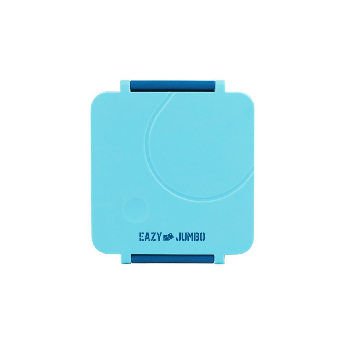 علبة غداء إيزي كيدز الزرقاء الكبيرة الحجم (بينتو) مع حقيبة غداء زرقاء، وعلبة طعام، وأدوات مائدة