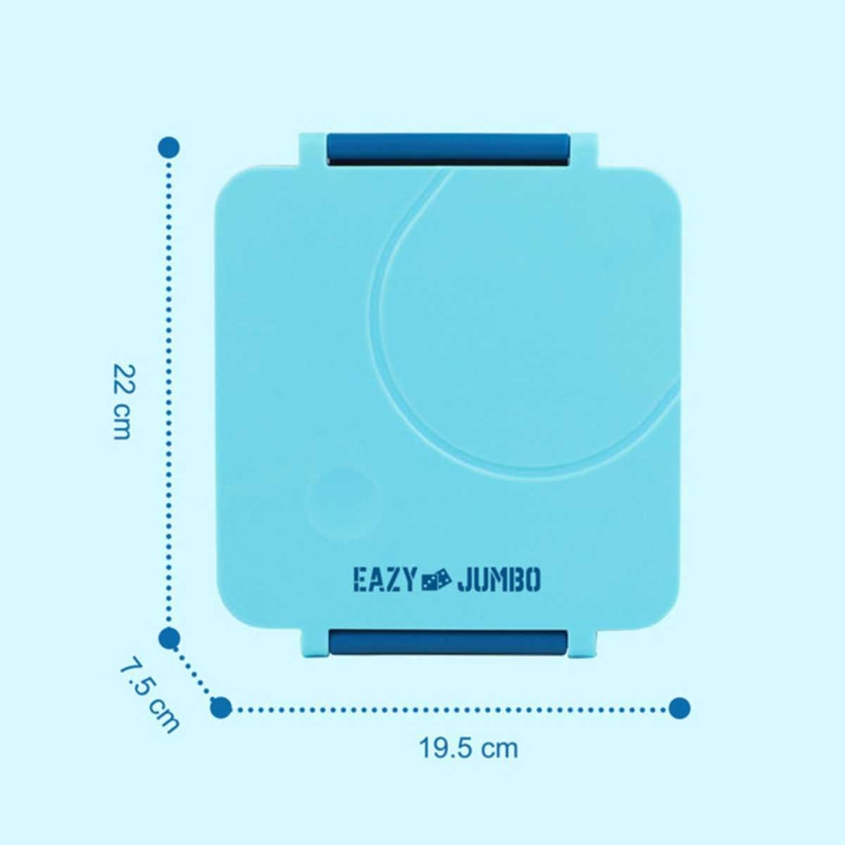 علبة غداء إيزي كيدز الزرقاء الكبيرة الحجم (بينتو) مع حقيبة غداء زرقاء، وعلبة طعام، وأدوات مائدة