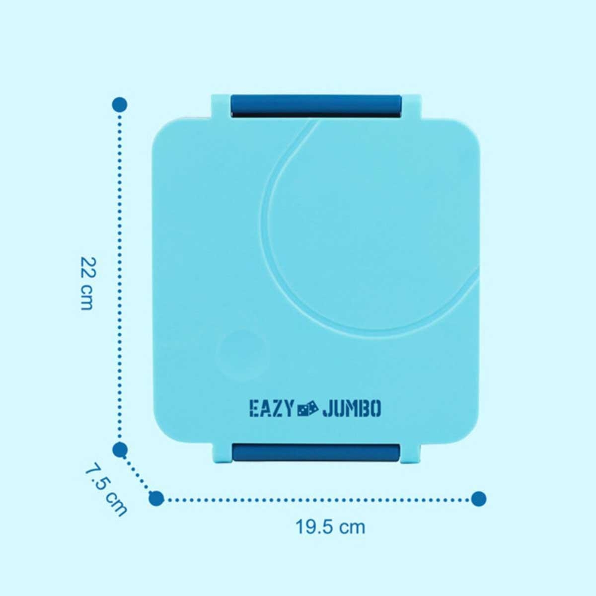 علبة غداء إيزي كيدز الزرقاء الكبيرة الحجم (بينتو) مع حقيبة غداء رمادية، وعلبة طعام، وأدوات مائدة