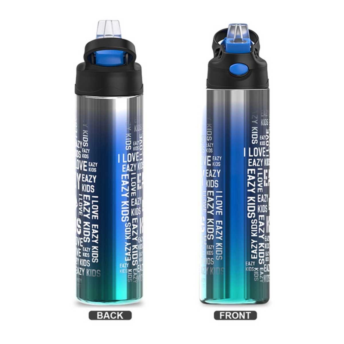 علبة طعام إيزي كيدز الزرقاء المصنوعة من الفولاذ المقاوم للصدأ مع زجاجة مياه للشرب مصنوعة من الفولاذ المقاوم للصدأ