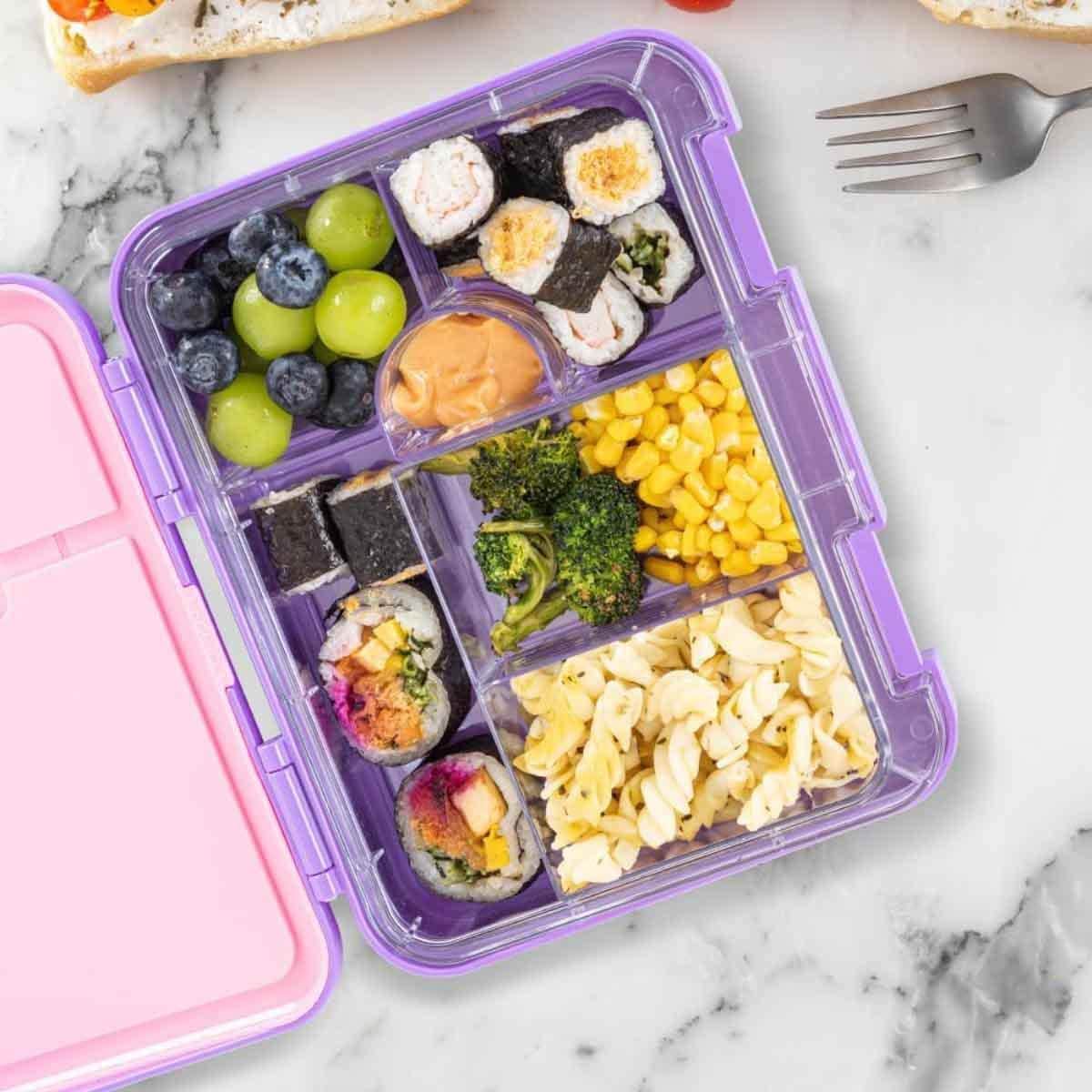 Eazy Kids Butterfly Purple 6 & 4 Convertible Bento Lunch Box with Alphabets Sticker & Steel Spoon & Fork Set