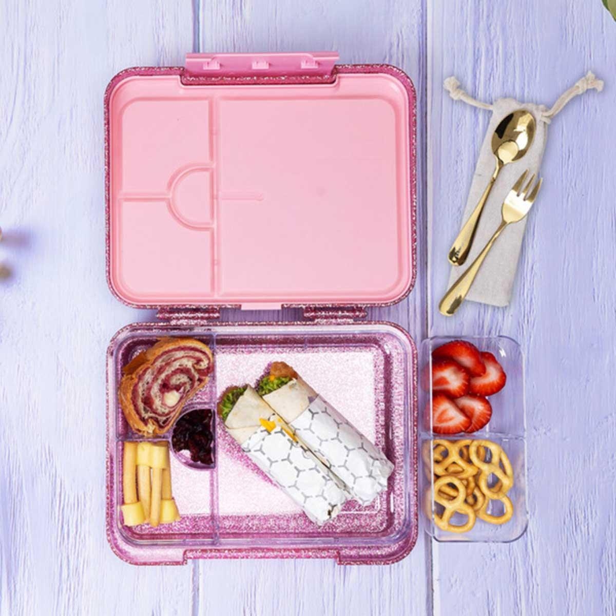 علبة غداء بينتو تريتان وردية لامعة من إيزي كيدز مع حقيبة غداء