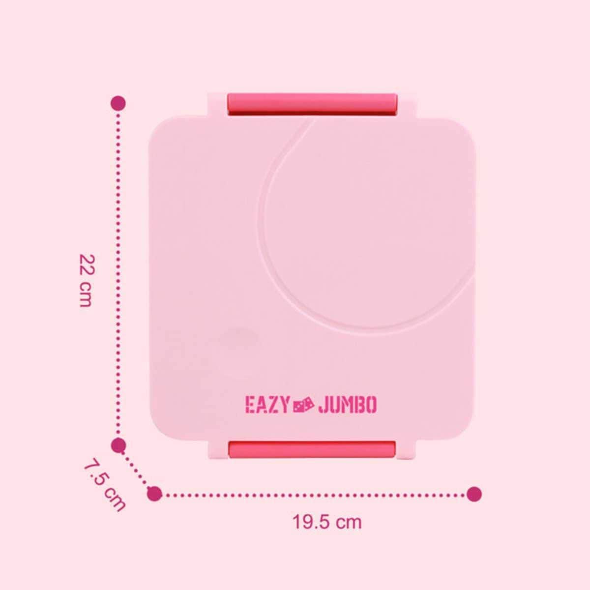 Eazy Kids Pink Jumbo Bento Lunch Box with Grey Lunch Bag, Food Jar & Cutlery
