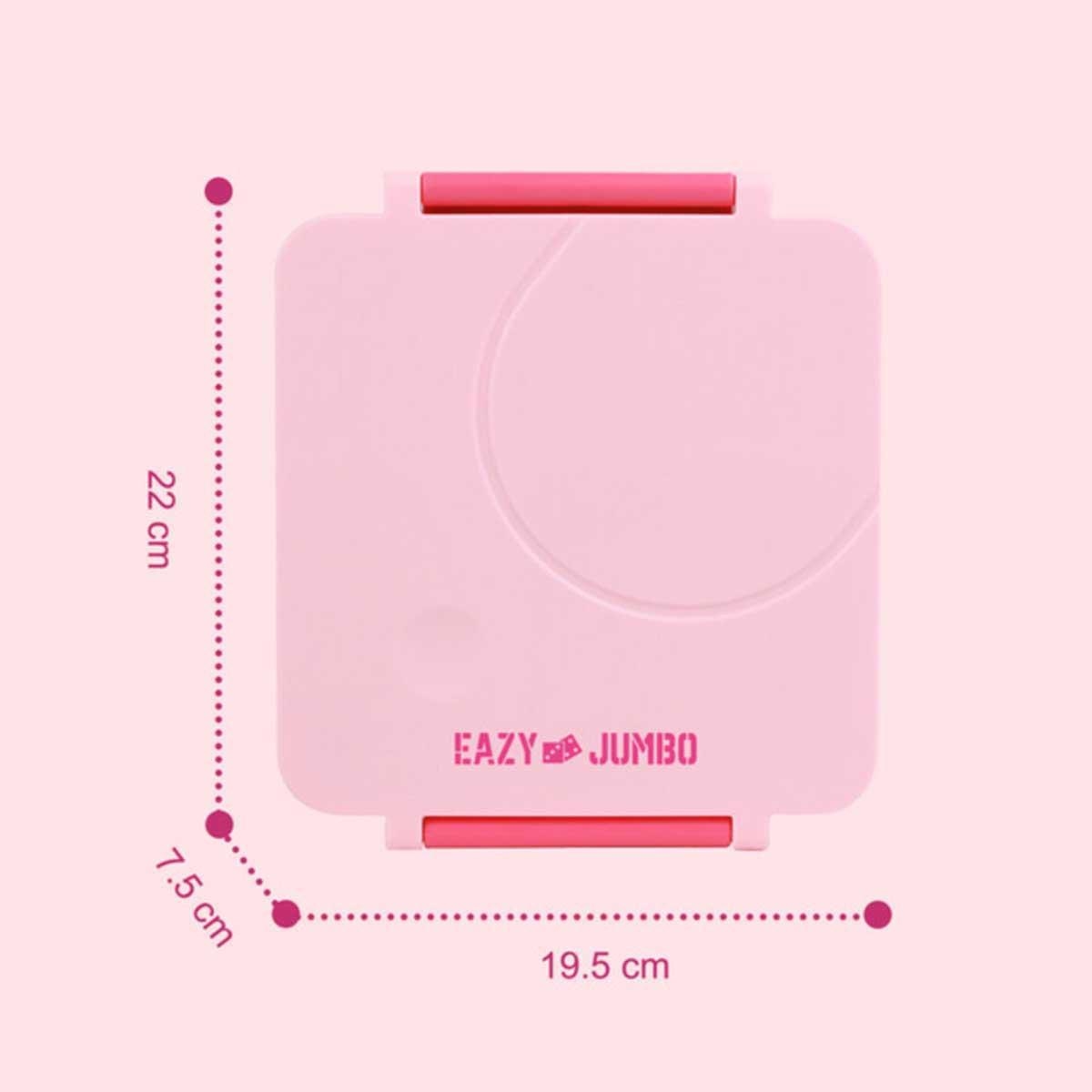 علبة غداء إيزي كيدز الوردية الكبيرة الحجم مع حقيبة غداء رمادية، وعلبة طعام، وأدوات مائدة