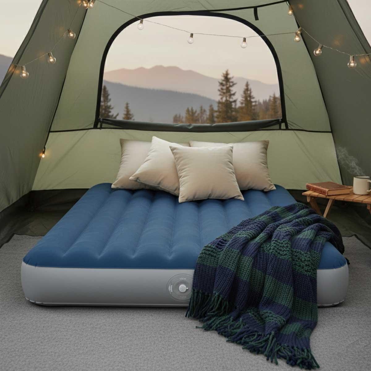 إنتكس سرير هوائي كوين دورا-بيم بريستيج داوني مع مضخة يدوية