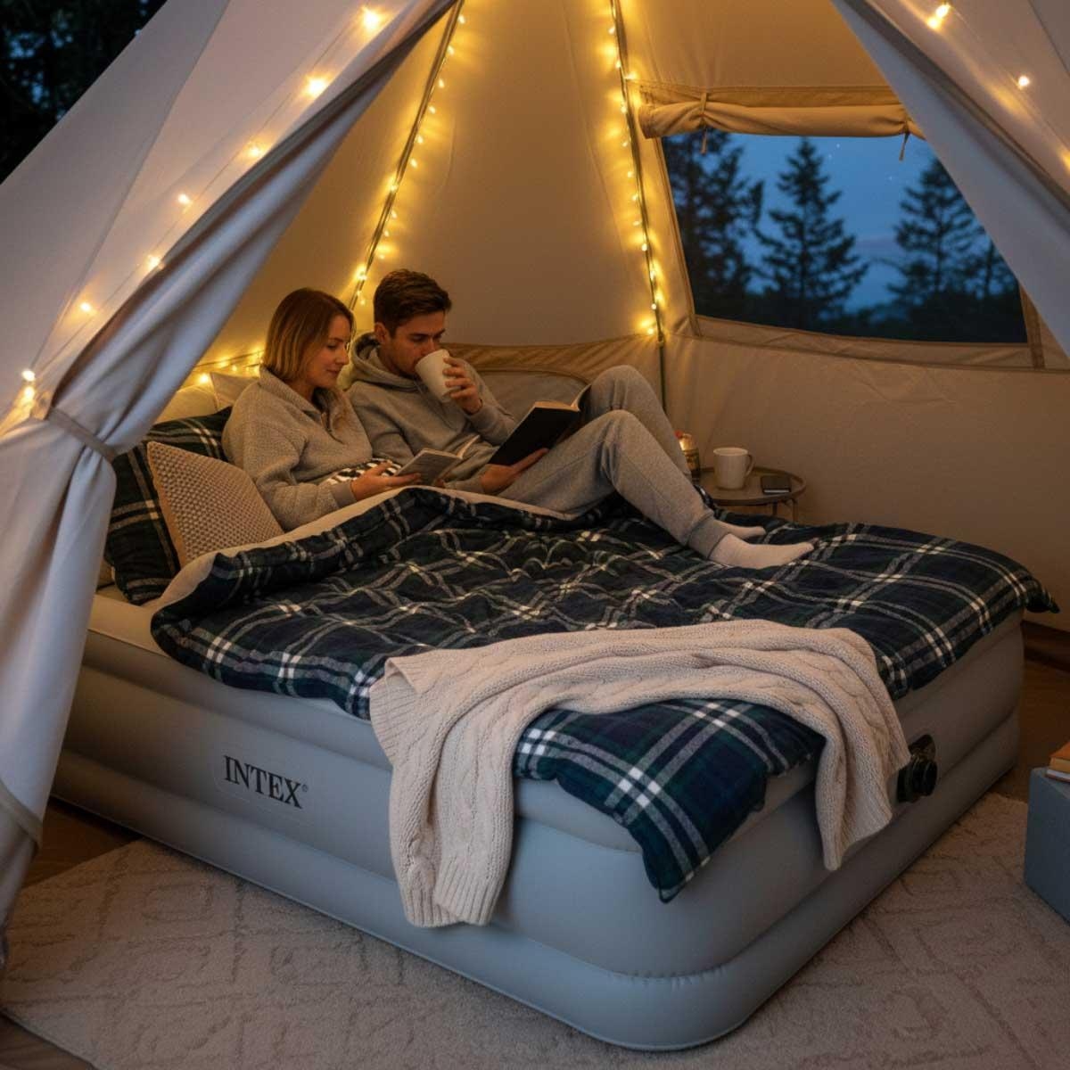 إنتكس سرير هوائي كوين ترند بريميوم كومفورت مع فايبر-تيك آر بي