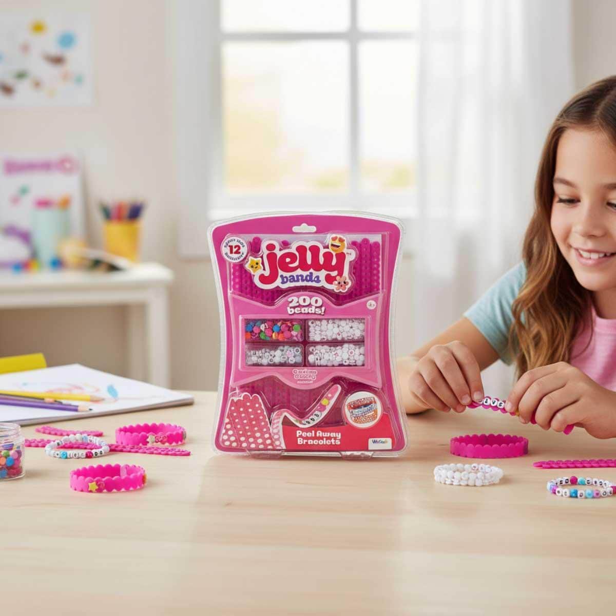 Jelly Bands Cotton Candy or Bubble Gum Scented Bracelet Maker Kit Girls, 5-7 Years