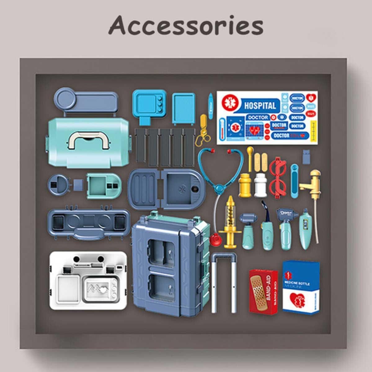 مجموعة ألعاب مستشفى ليتل ستوري المكونة من 38 قطعة، 3 في 1، لعبة تقمص أدوار، مناسبة للجنسين، للأطفال من 3 إلى 4 سنوات