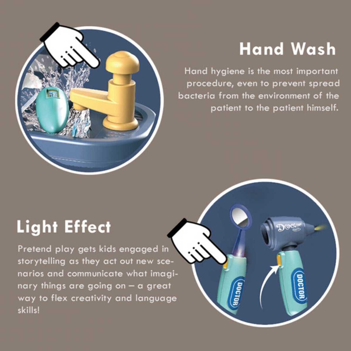 مجموعة ألعاب مستشفى ليتل ستوري المكونة من 38 قطعة، 3 في 1، لعبة تقمص أدوار، مناسبة للجنسين، للأطفال من 3 إلى 4 سنوات