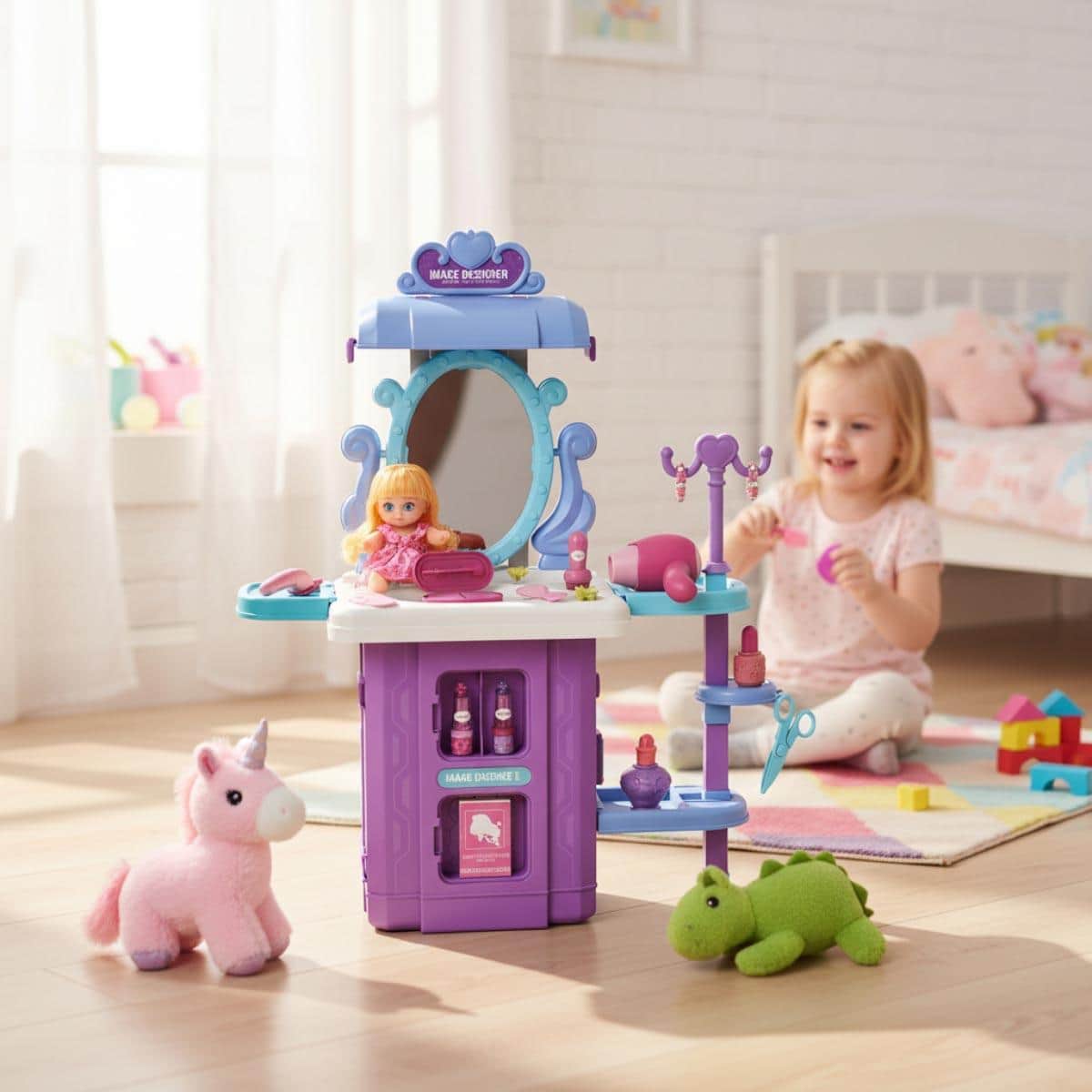 Little Story 39-Piece 3-in-1 Role Play Beauty Parlour Toy Playet Unisex, 3-4 Years