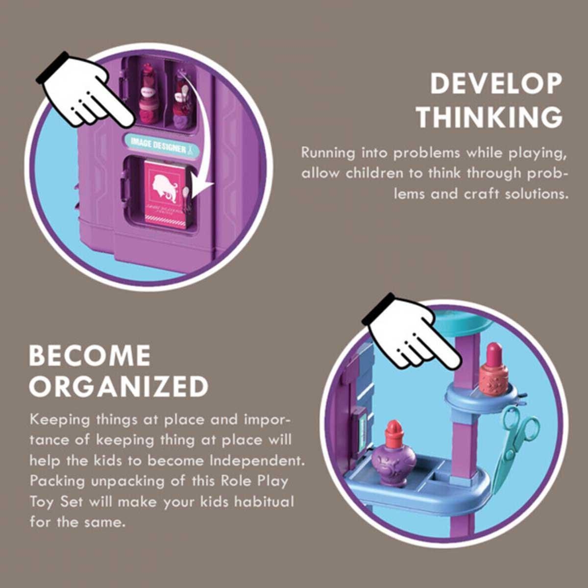 لعبة صالون تجميل من ليتل ستوري، 39 قطعة، 3 في 1، لعبة تمثيل أدوار، مناسبة للجنسين، من 3 إلى 4 سنوات
