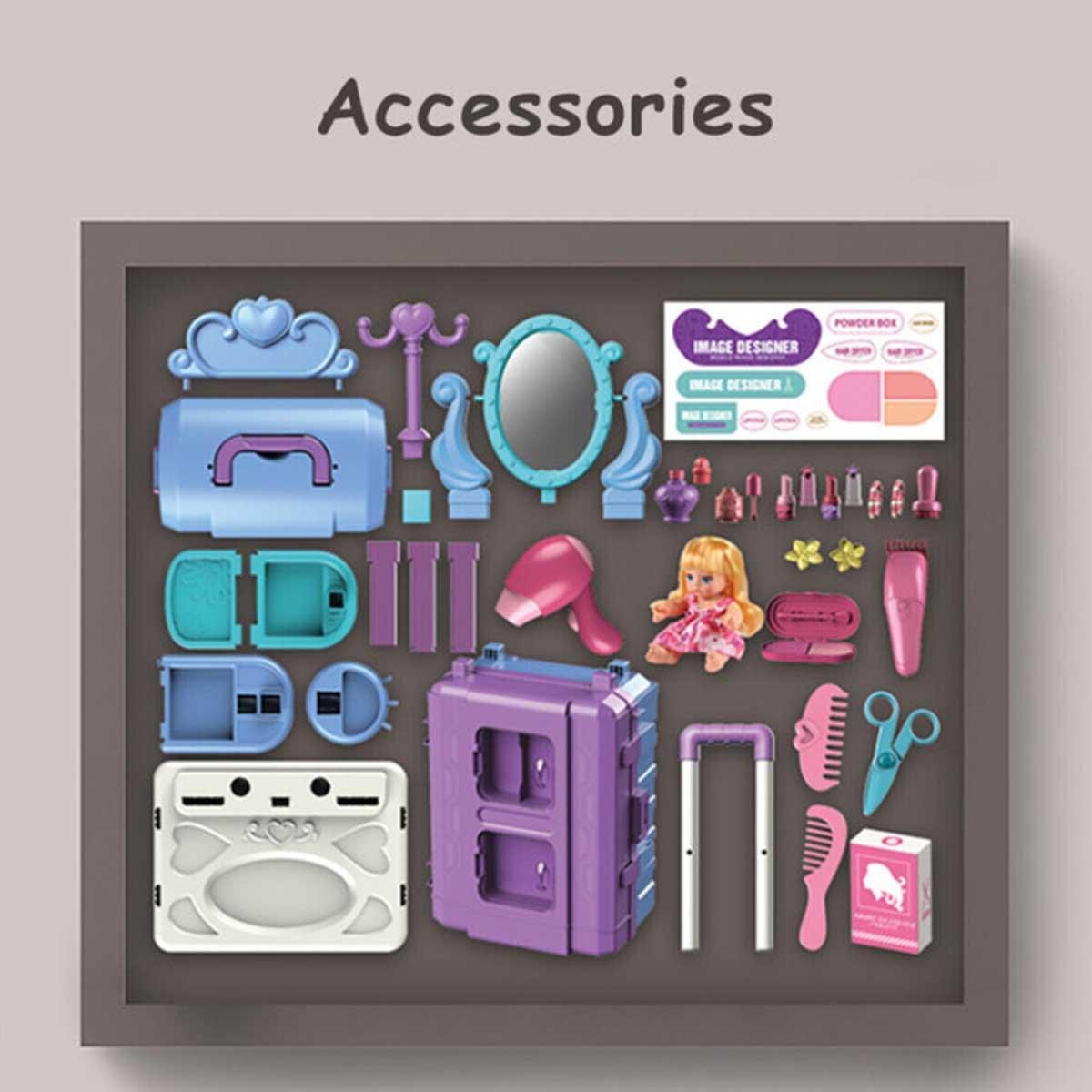 لعبة صالون تجميل من ليتل ستوري، 39 قطعة، 3 في 1، لعبة تمثيل أدوار، مناسبة للجنسين، من 3 إلى 4 سنوات