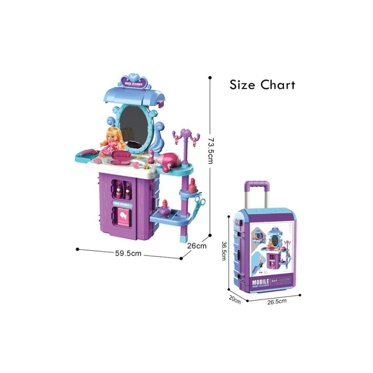 Little Story 39-Piece 3-in-1 Role Play Beauty Parlour Toy Playet Unisex, 3-4 Years
