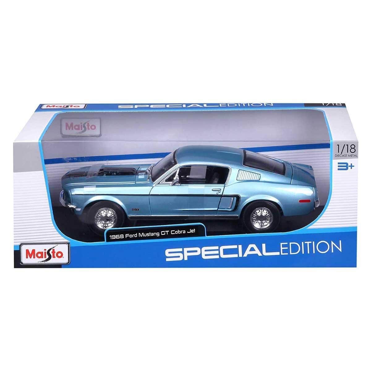 Maisto 1:18 1968 Ford Mustang GT Cobra Jet Diecast Car Unisex, 8-10 Years