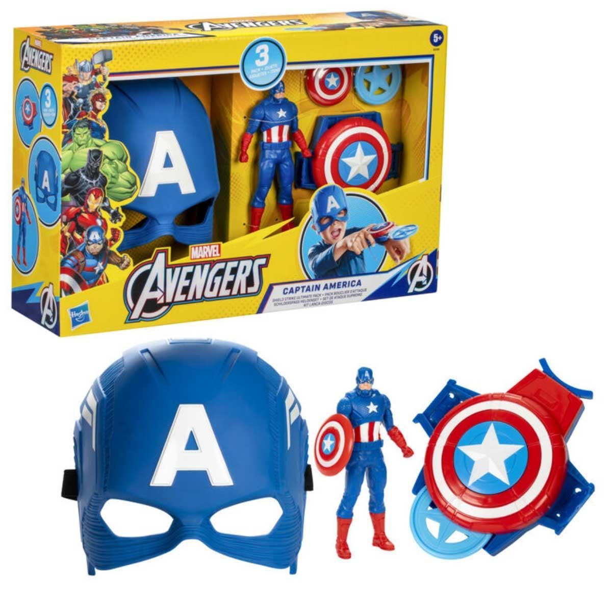 Marvel Avengers Captain America Shield Strike Ultimate Pack Roleplay Set Unisex, 5-7 Years