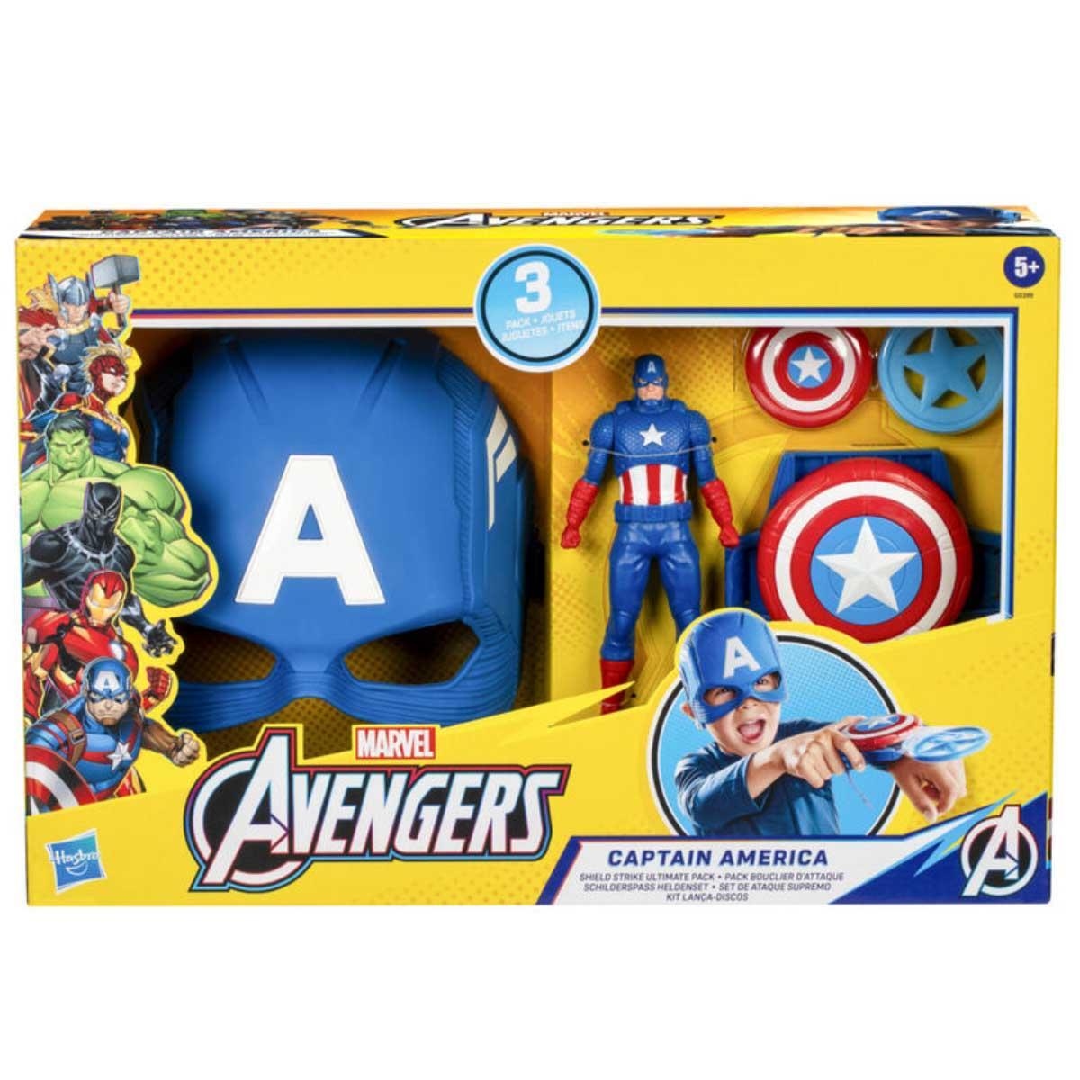 Marvel Avengers Captain America Shield Strike Ultimate Pack Roleplay Set Unisex, 5-7 Years