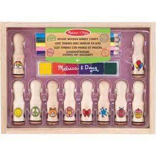 Melissa & Doug 10-Piece Deluxe Happy Handle Stamp Set Unisex, 3-4 Years