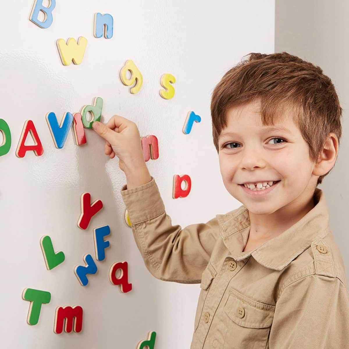 Melissa & Doug 52-Piece Wooden Alphabet Magnets Set Unisex, 3-4 Years
