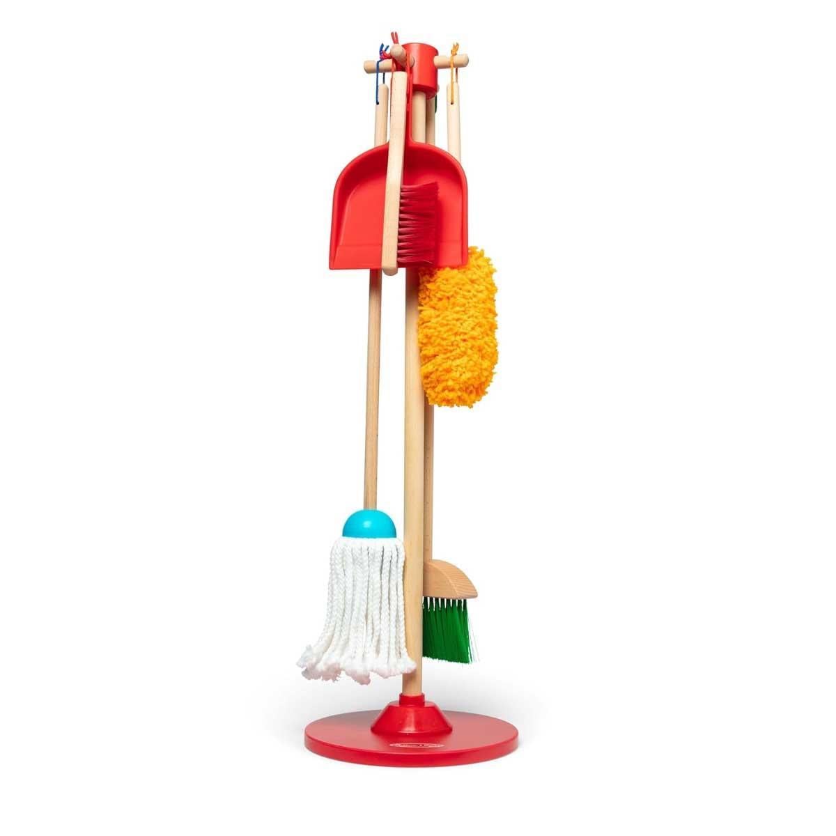 Melissa & Doug 6-Piece Dust! Sweep! Mop! Wooden Pretend Play Cleaning Set Unisex, 8-10 Years