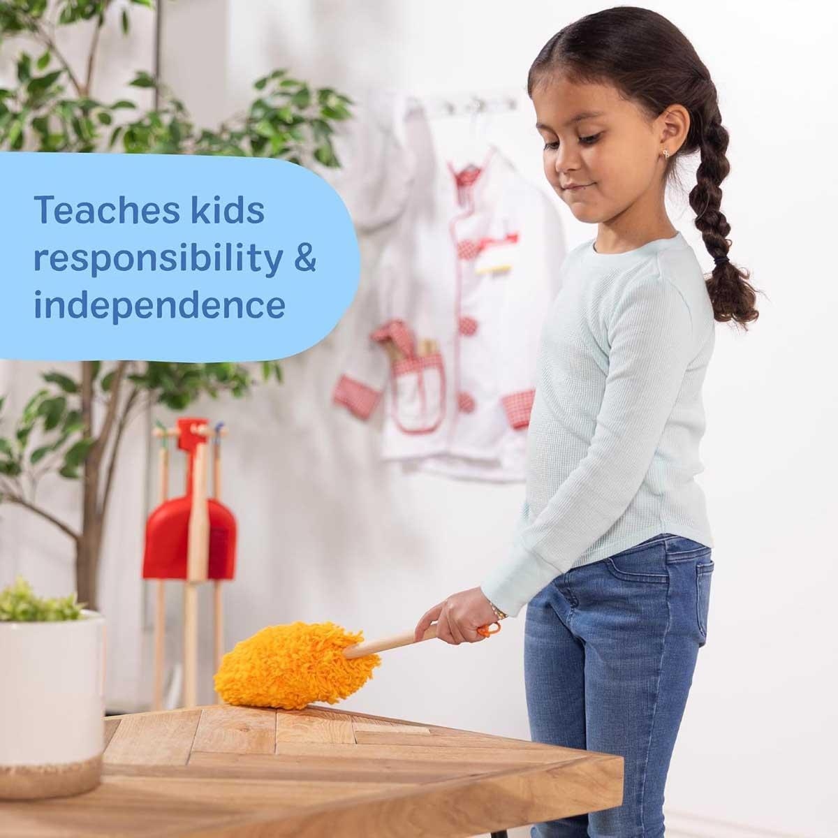 Melissa & Doug 6-Piece Dust! Sweep! Mop! Wooden Pretend Play Cleaning Set Unisex, 8-10 Years