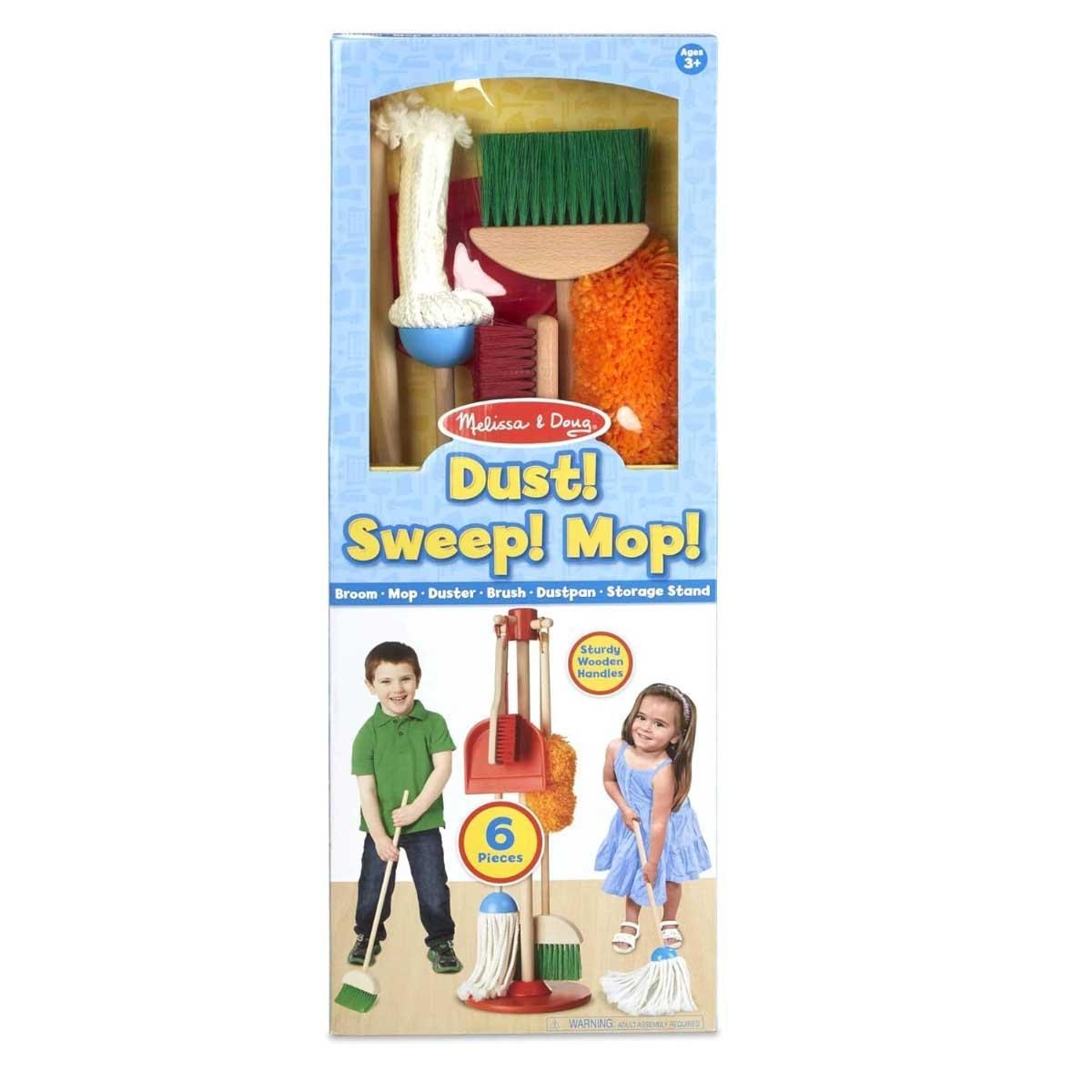 Melissa & Doug 6-Piece Dust! Sweep! Mop! Wooden Pretend Play Cleaning Set Unisex, 8-10 Years