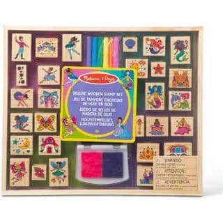 Melissa & Doug Deluxe Fairy Tale Wooden Stamp & Coloring Set Unisex, 3-4 Years