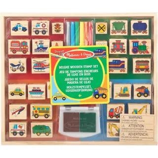 Melissa & Doug Deluxe Vehicles Wooden Stamp & Coloring Set Unisex, 3-4 Years