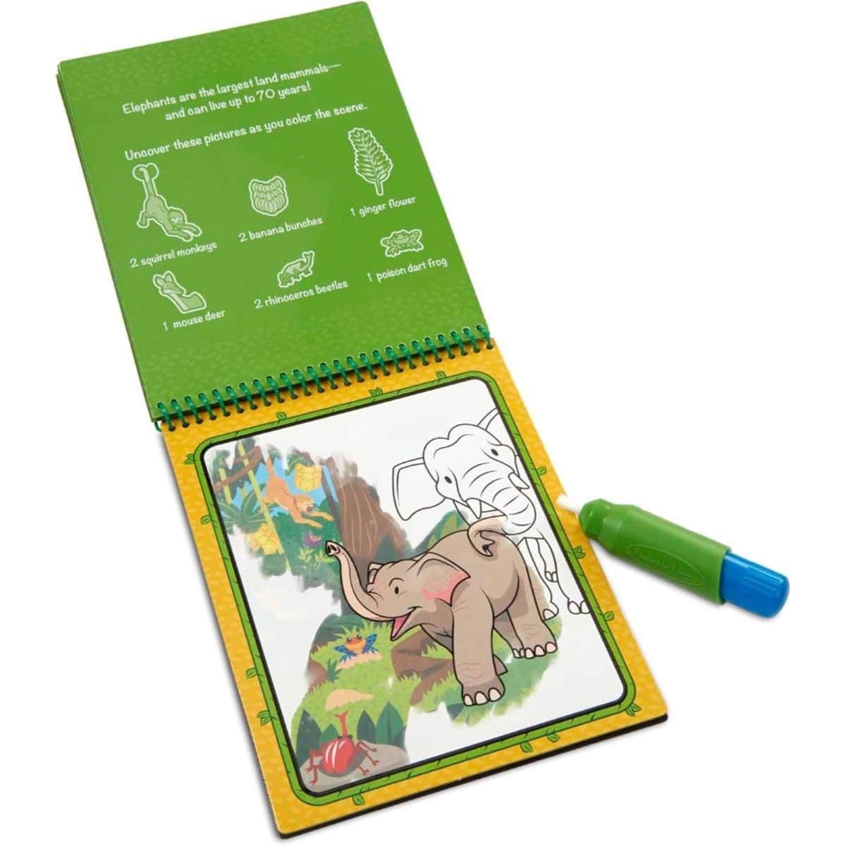 Melissa & Doug Jungle Reusable Water-Reveal Coloring Activity Pad Travel Toy Unisex, 3-4 Years
