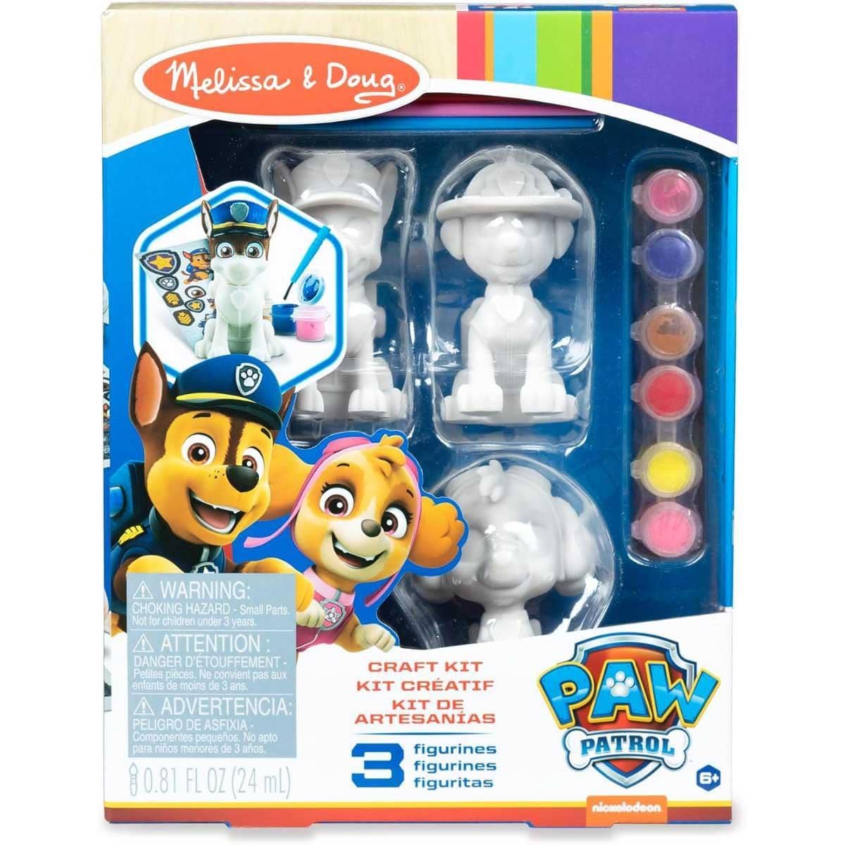 Melissa & Doug PAW Patrol 3-Piece Decorate-Your-Own Pup Figurines Craft Kit Unisex, 5-7 Years