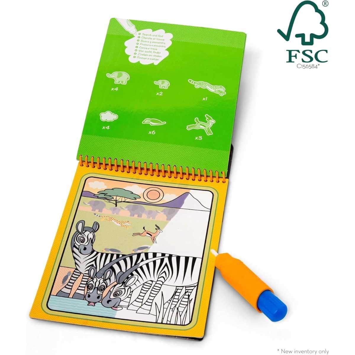 Melissa & Doug Safari On the Go Water Wow! Reusable Water-Reveal Activity Pad Unisex, 3-4 Years