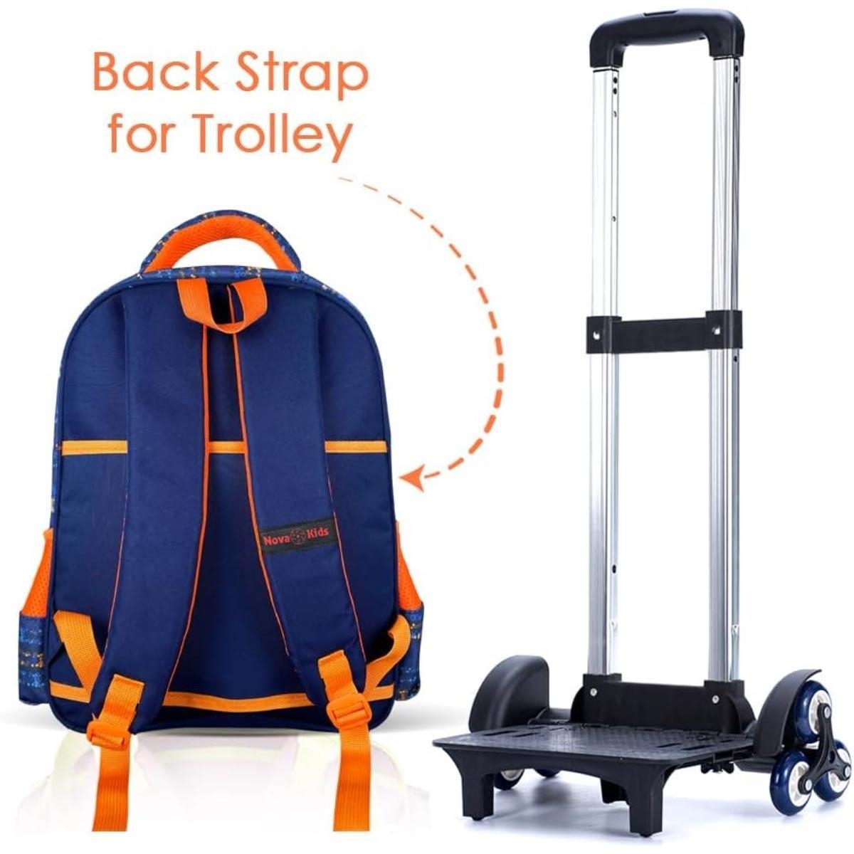 حقيبة مدرسية ثلاثية الأبعاد للأطفال من نوفا كيدز مقاس 16.5 بوصة بتصميم رائد فضاء مع عربة