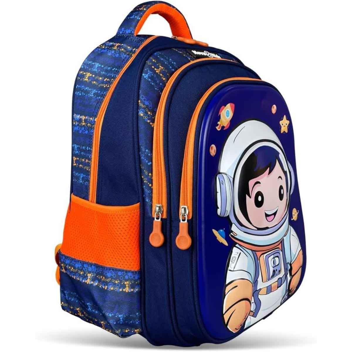 حقيبة مدرسية ثلاثية الأبعاد للأطفال من نوفا كيدز مقاس 16.5 بوصة بتصميم رائد فضاء مع عربة
