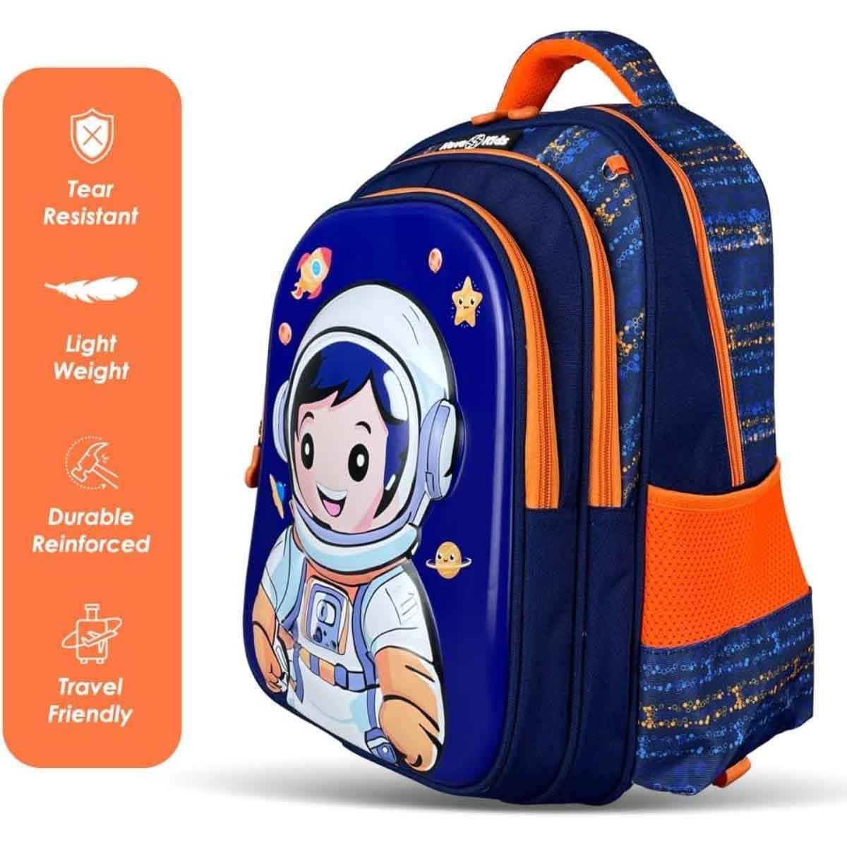 حقيبة مدرسية ثلاثية الأبعاد للأطفال من نوفا كيدز مقاس 16.5 بوصة بتصميم رائد فضاء مع عربة