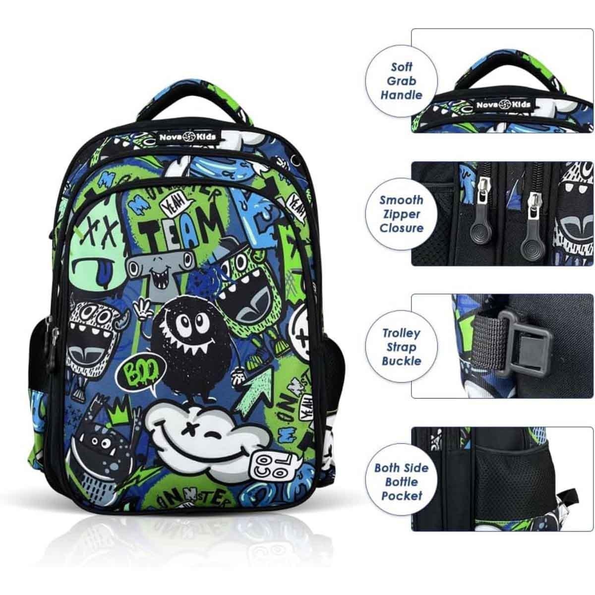 Nova Kids 17.5" GenZ School Bag with Trolley
