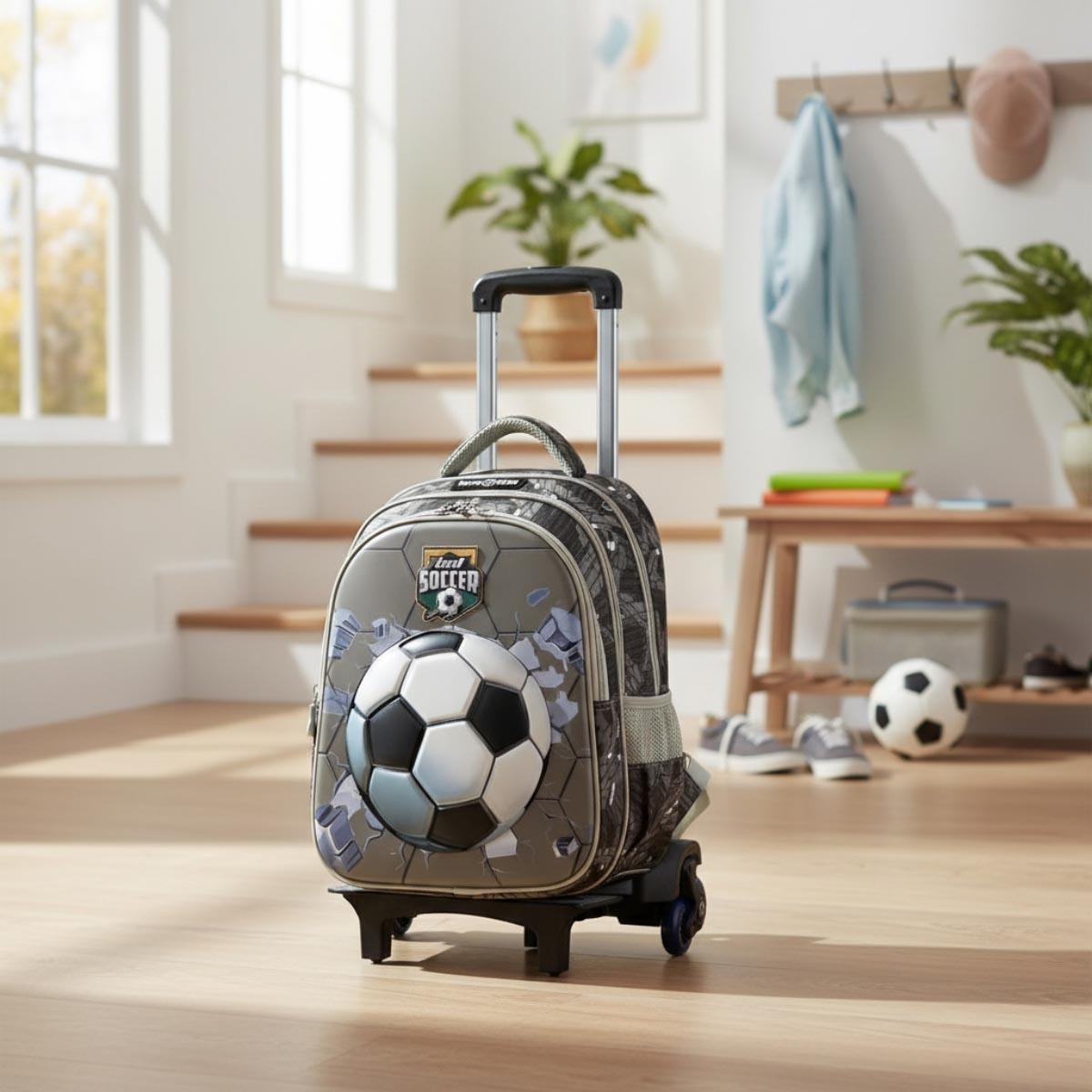 Nova Kids Soccer 3D School Bag with Trolley