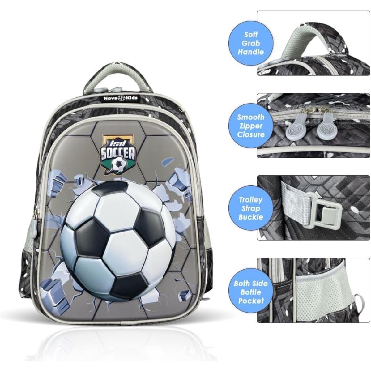 Nova Kids Soccer 3D School Bag with Trolley