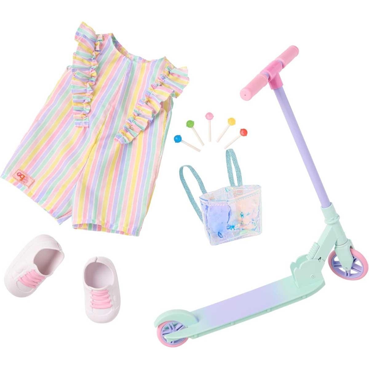 أور جينيريشن سكوتر ديلوكس مع طقم ملابس المصاصة للبنات، 3-4 سنوات