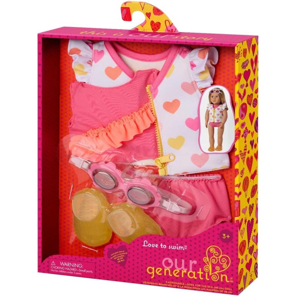 أور جينيريشن طقم ملابس سباحة Love to Swim للبنات، 3-4 سنوات