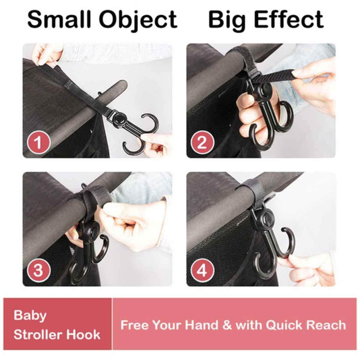 Sunveno 2-Piece 360掳 Rotatable & Adjustable Universal Stroller Hook Set