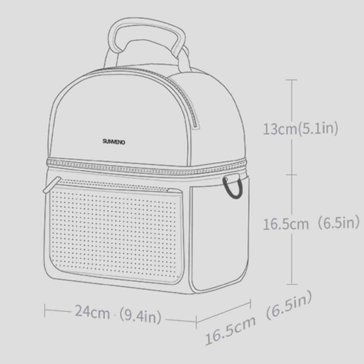 Sunveno Grey Insulated Lunch Bag with Thermo Box
