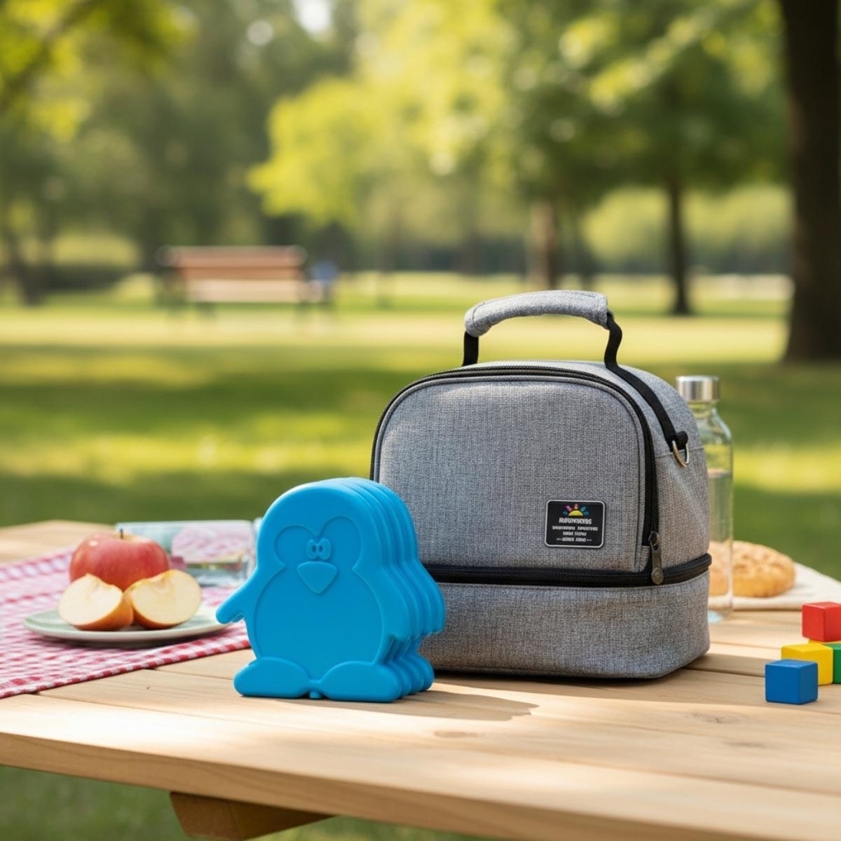 حقيبة غداء معزولة من صنڤينو مع مجموعة أكياس ثلج على شكل بطريق